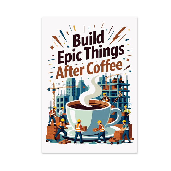 Build Epic Things After Coffee - Startup Community - 13x19 Poster Print