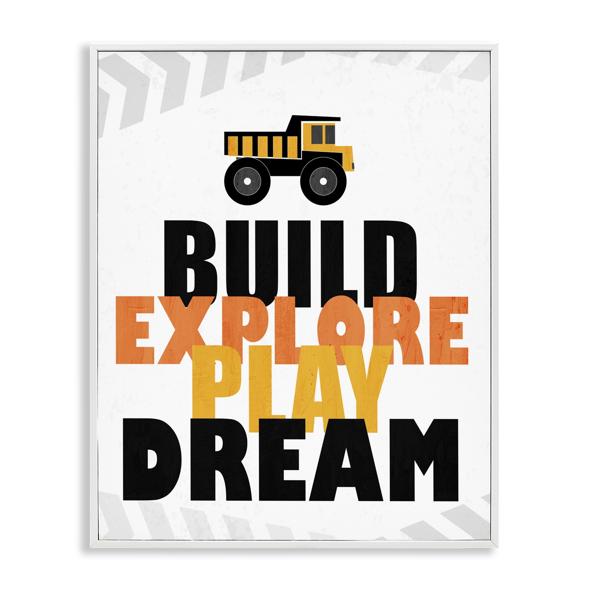 Build Explore Play Dream White Framed Giclee Art, design by Kim Allen