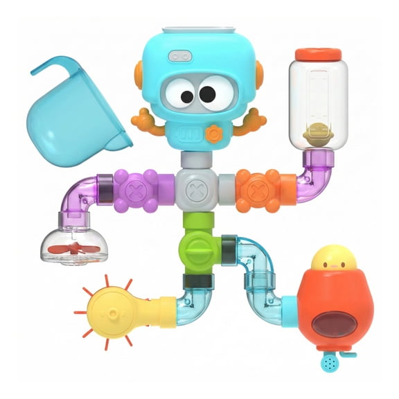 Sperric Build & Splash Bath Pipe Toys Fun DIY Water Construction Set with Valves & Tubing, STEM Learning Sensory Wall Bath Toys for Toddlers & Kids