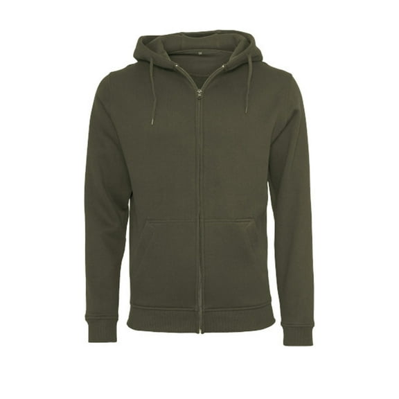 Build Your Brand Mens Plain Full Zip Hoodie