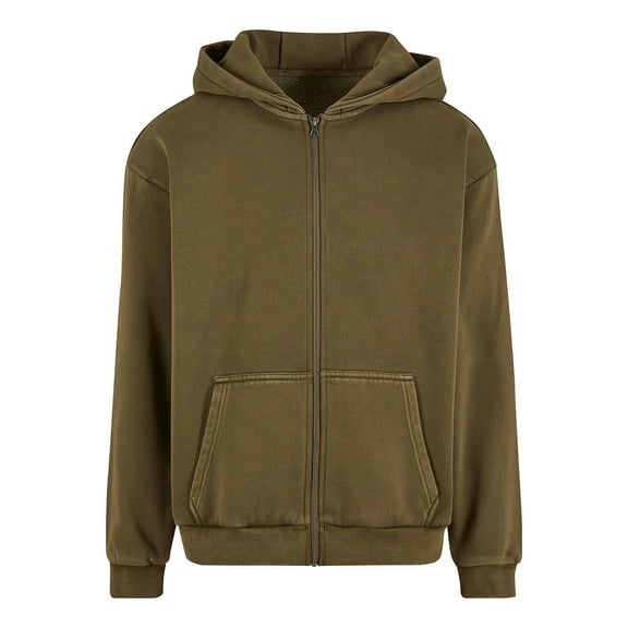 Build Your Brand Mens Vintage Heavy Full Zip Hoodie