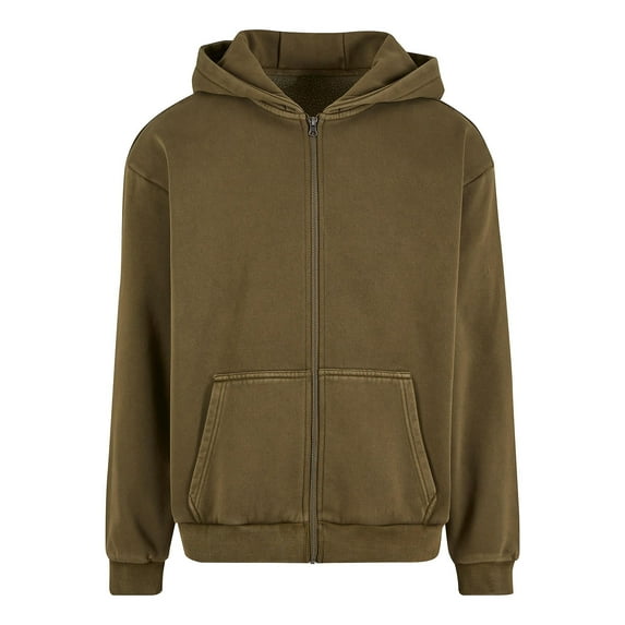 Build Your Brand Mens Vintage Heavy Full Zip Hoodie