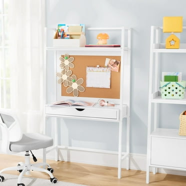 Build Your Own Furniture Kids Ladder Desk with Bulletin Board, White