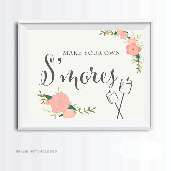 Koyal Wholesale Floral Roses Smores Bar Wedding Party Sign 8.5x11 Dessert Table