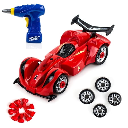 Build Your Own Toy Formula Racing Car Take-A-Part Toy for Kids with 24 Take Apart Pieces, Tool Drill, Lights and Sounds