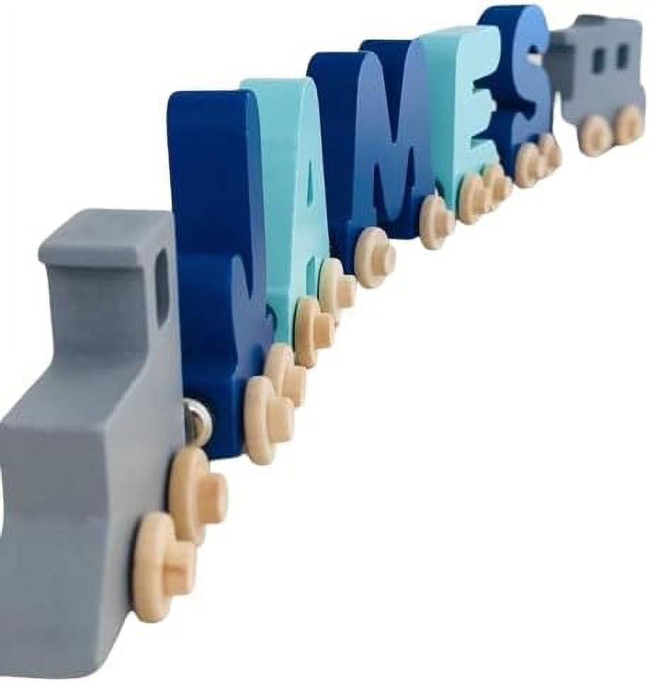 Build Your own Train in Mint and Navy Letters. Personalized Wooden Alphabet Letters