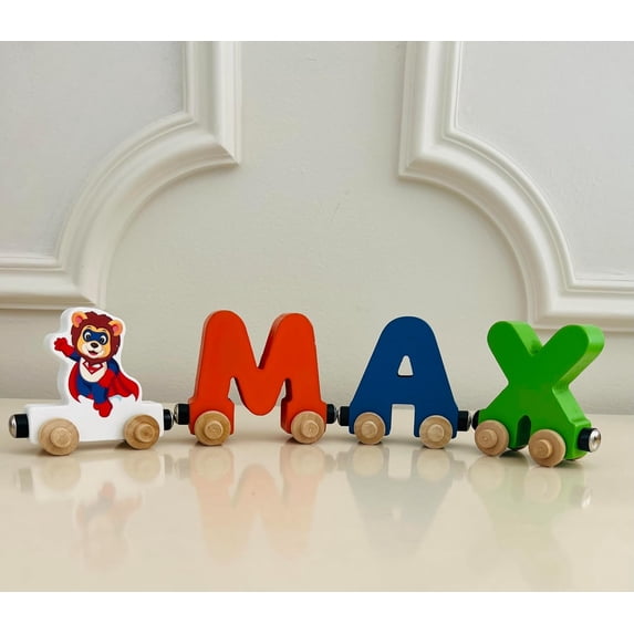 Build Your own Train with a Superhero Lion. Personalized Wooden ...