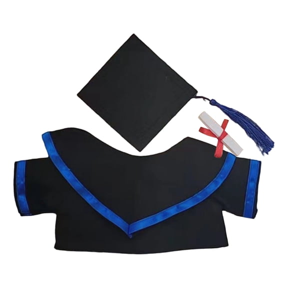 Build a Bear Graduation Cap and Gown Set, Stuffed Animal Clothes for Teddy Bears, Graduation Costume with Diploma Accessory Black E