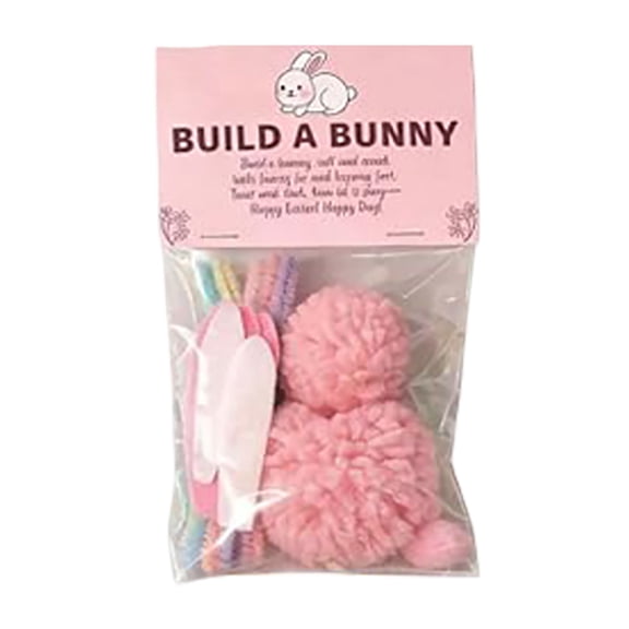 Build a Bunny Easter Craft Kit for Kids-Bunny Keychains DIY Make Your Own Stuffed Rabbits, Cute Yarn Animals Crafts (Pink)