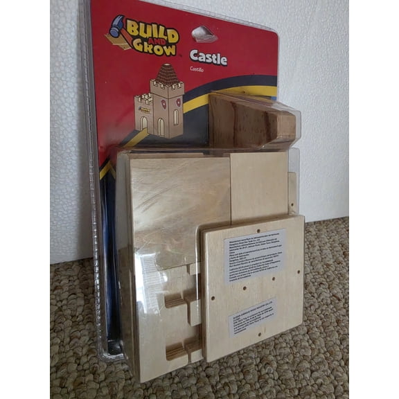 Build and Grow wooden Castle Kit - Build a Castle using Wooden Blocks and parts, A Hammer is needed (Adult Supervision required)