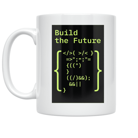 Build the Future Code Design - Tech Enthusiast - 11 oz Ceramic Coffee Mug