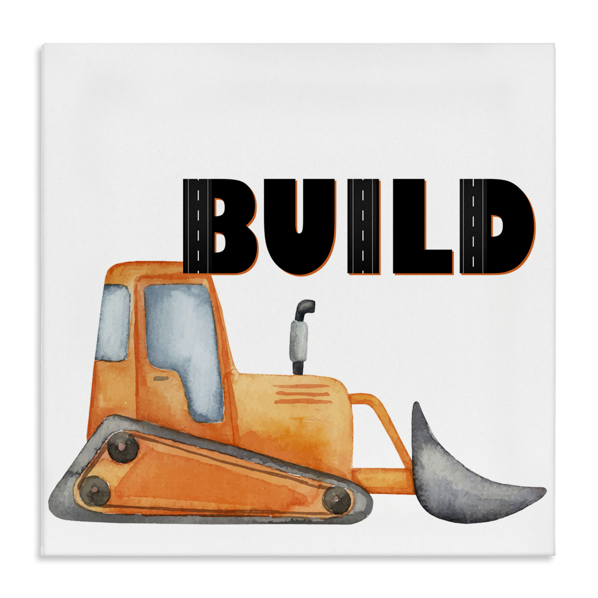 Build with Orange Bulldozer Canvas Wall Art, design by Kim Allen