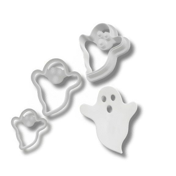 BuildInk Ghost 7 Clay Cutter Set  7-Piece + FREE Bonus 20 mm Mini (8 Total) | Polymer Clay/Fondant Cutters | 3D Printed, Made to Order