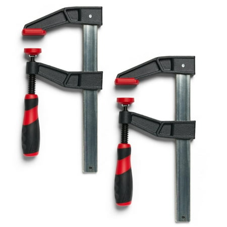 BuildSomething F-Style Bar Clamp Set - Heavy-Duty 6" Adjustable Clamps for Woodworking, Carpentry & DIY Projects - Non-Slip Handle & Padded Jaws - 2 Pack