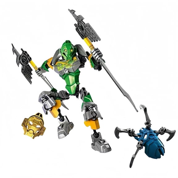 Buildable Jungle Master Green Warrior Set, Action Figure with Dual Axes