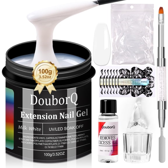Builder Gel for Nails,100g Sculpture Gel builder Gel Nail kit,Nail Forms, Brush,Slip Solution for Nail Thickening,Nail extensions DIY Manicure E22