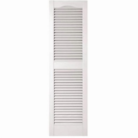Builders Edge 010140052001 15 x 52 in. White Vinyl Louvered Shutter Pair - White - 15 x 52 in.