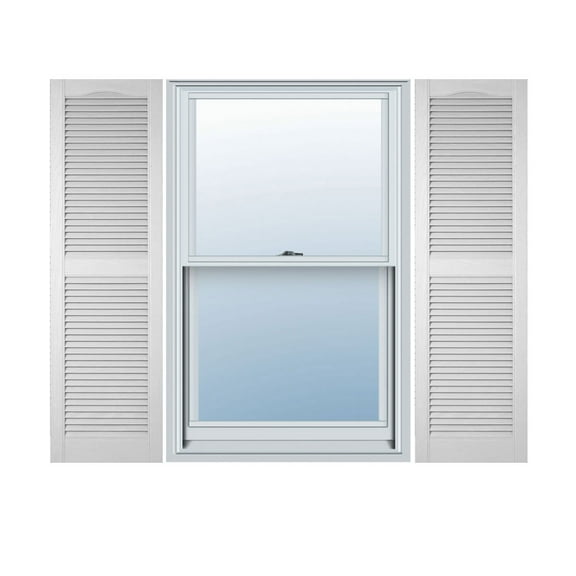 Builders Edge 010140052001 15 x 52 in. White Vinyl Louvered Shutter Pair