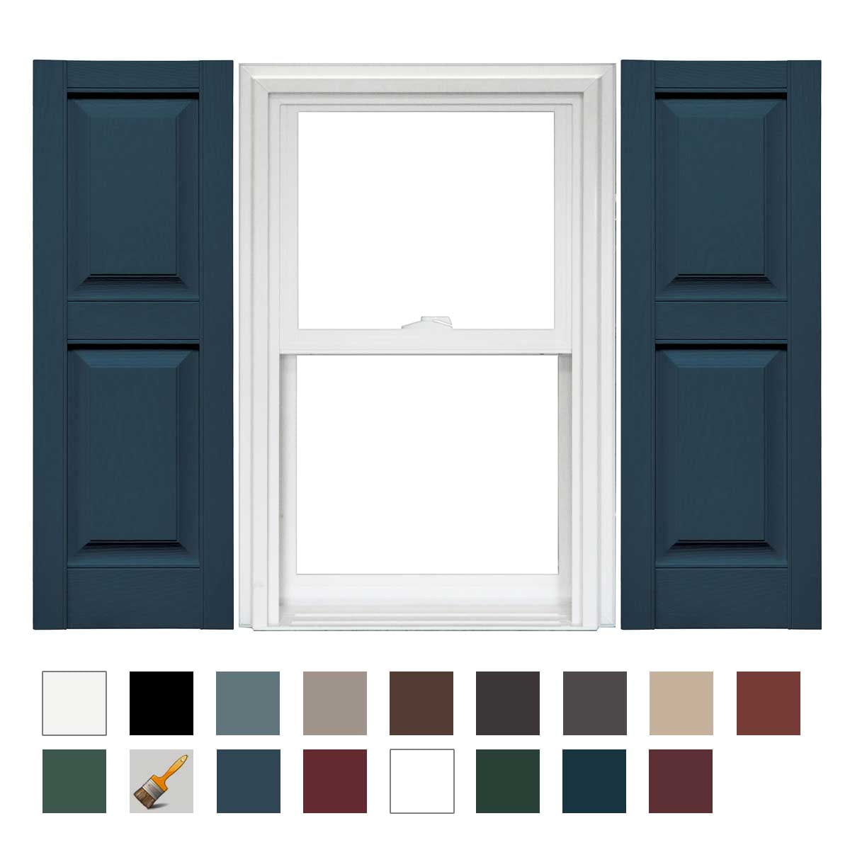Classic Blue Raised Panel Vinyl Decorative Shutters, 14.75" x 31"