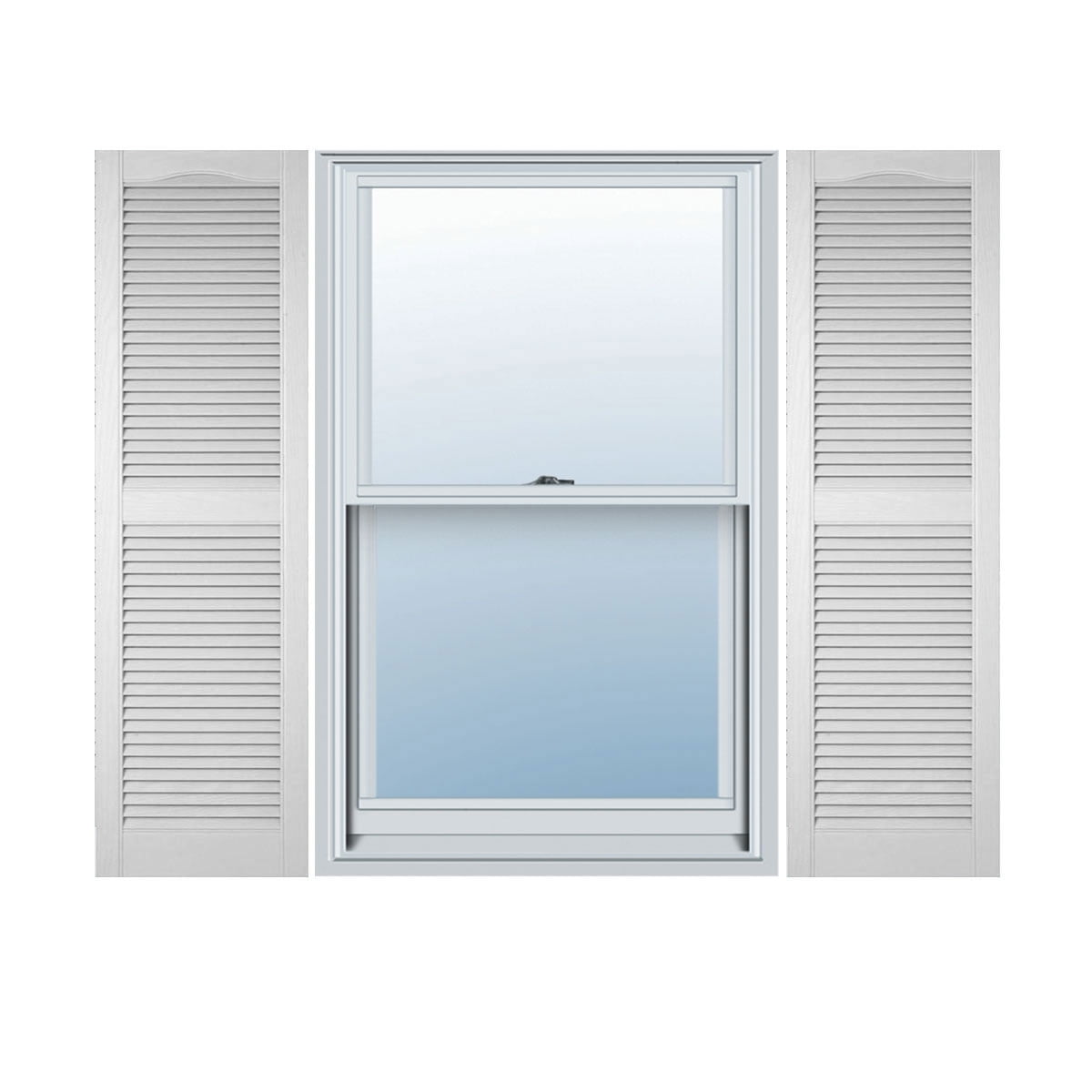 White Vinyl Raised Panel Exterior Shutters, 15" x 43"