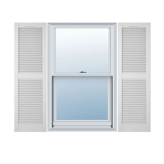 BUILDERS EDGE INC Pair Of 15 x 72-Inch White Louvered Shutters 010140072001