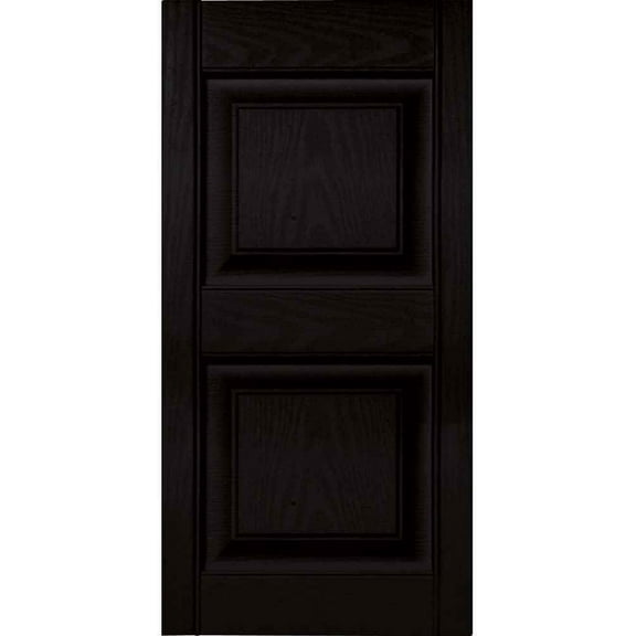 Builders Edge 15 in. Vinyl Raised Panel Shutters in Black - Set of 2 14.75 in. W x 1 in. D x 70.75 in. H 9.1 lbs.