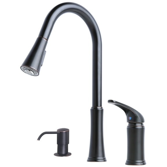 Builders Shoppe 1171TB Single Handle Pull-Down Kitchen Faucet with Soap/Lotion Dispenser Oil Rubbed Bronze Finish