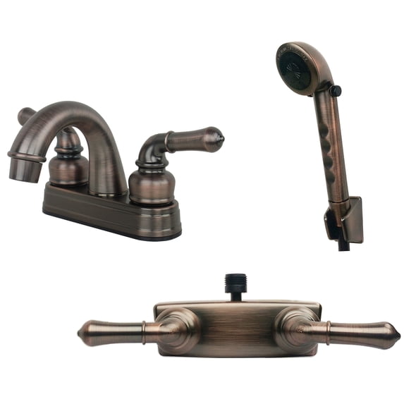Builders Shoppe 2001BZ/3220BZ/4120BNZ RV Bathroom and Shower Faucet with Matching Hand Shower Combo Brushed Bronze Finish