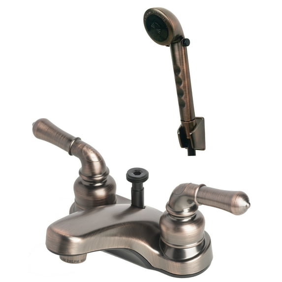 Builders Shoppe 2009BZ/4120BZ RV/Motorhome Non-Metallic Diverter Lavatory Faucet with Matching Hand Held Shower Set Brushed Bronze Finish