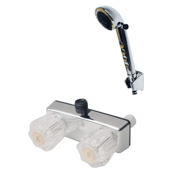 Builders Shoppe 3220ACP/4120CP RV/Motorhome Non-Metallic Shower Faucet Valve Diverter with Matching Hand Held Shower Set Chrome Finish