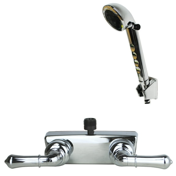 Builders Shoppe 3220CP/4120CP RV/Motorhome Non-Metallic Shower Faucet Valve Diverter with Matching Hand Held Shower Set Chrome Finish