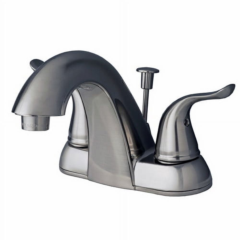 Brushed Nickel 2-Handle Centerset Bathroom Faucet with Pop-Up Drain