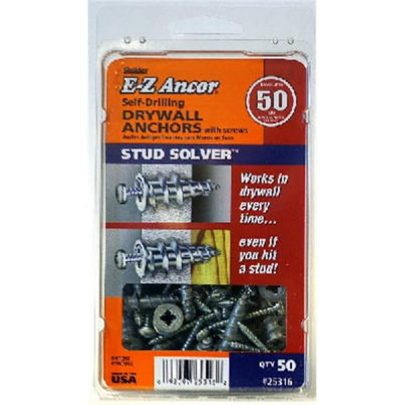 Anchor 1/4 Blu Plas Wall Ancr Kit, 10 x 1-1/4 Hx QD TS USA St-Zn