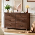 thumbnail image 1 of Buildhom 54" Farmhouse 6-Drawer Dresser, Rustic Wood Chest with 4 Legs for Adult Bedroom, Brown, 1 of 8