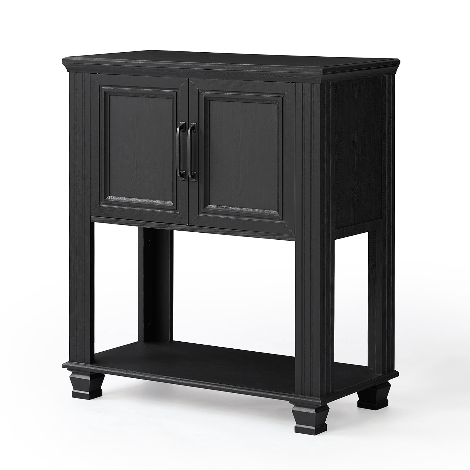 Buildhom Farmhouse Coffee Bar Cabinet with 2 Doors & Open Shelf, Kitchen Storage Station for Dining Room, Living Room, Black