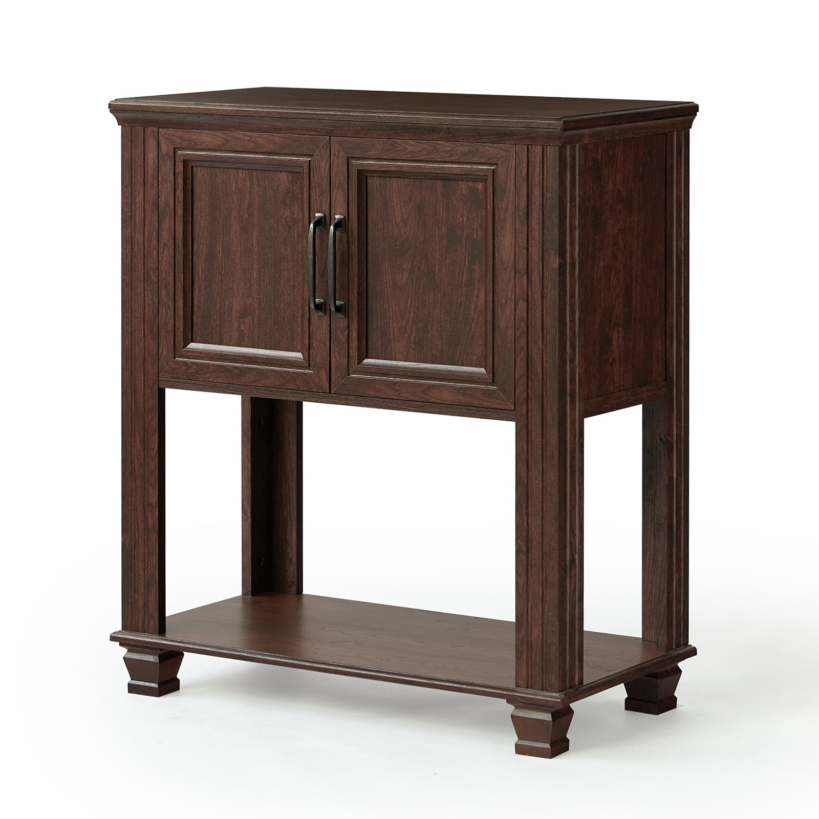Buildhom Farmhouse Coffee Bar Cabinet with 2 Doors & Open Shelf, Kitchen Storage Station for Dining Room, Living Room, Walnut