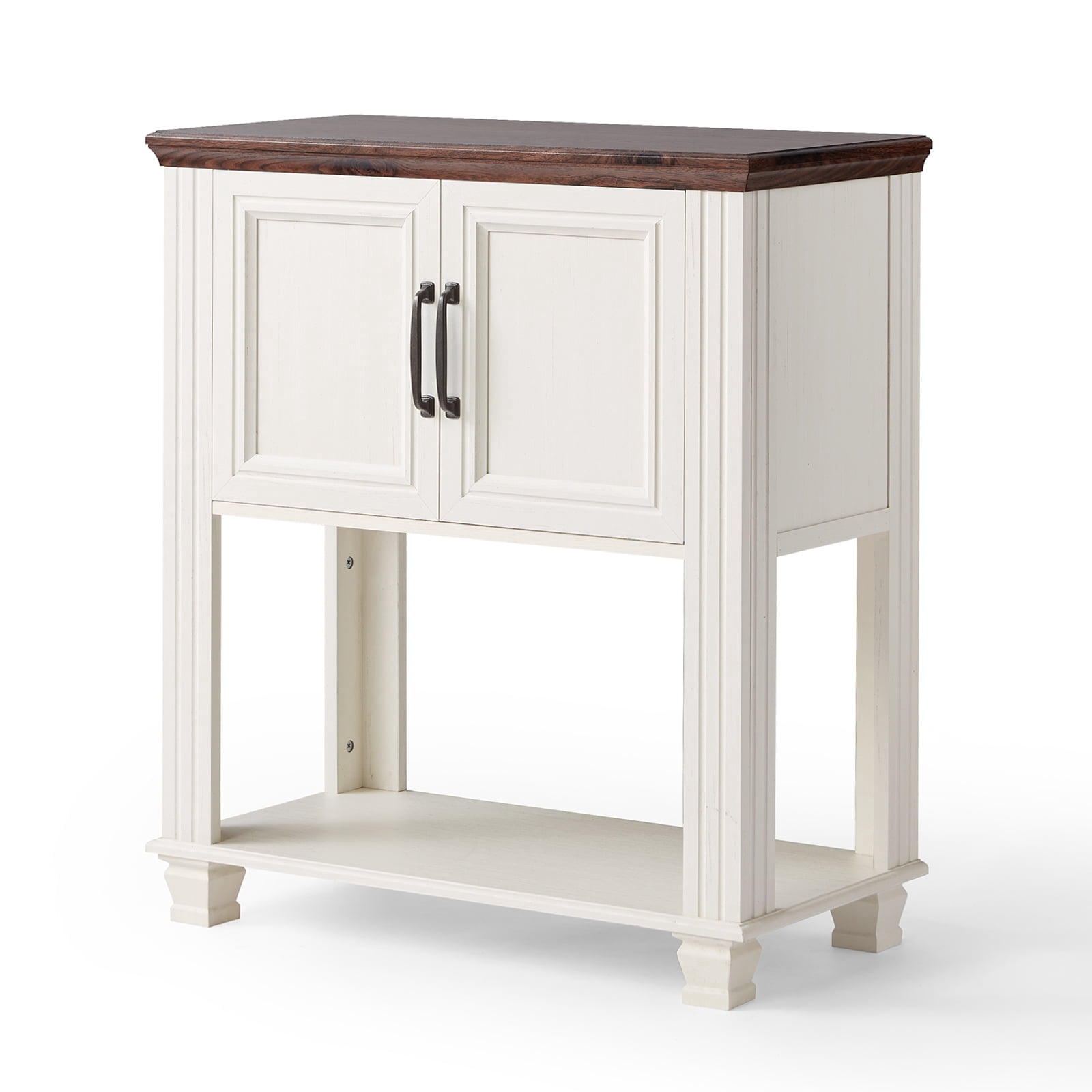 Buildhom Farmhouse Coffee Bar Cabinet with 2 Doors & Open Shelf, Kitchen Storage Station for Dining Room, Living Room, White