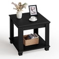 thumbnail image 1 of Buildhom Farmhouse End Table, Large 2-Tier Side Table with Storage Shelf, Rustic Brown Square Tea Table for Living Room, Black, 1 of 7