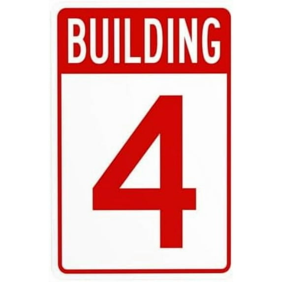 Building 4 Warning Sign, Door Metal Signs for Business Home Outdoor Indoor Road Yard Garage Street Wall Caution Custom Decor 8 x 12 Inch