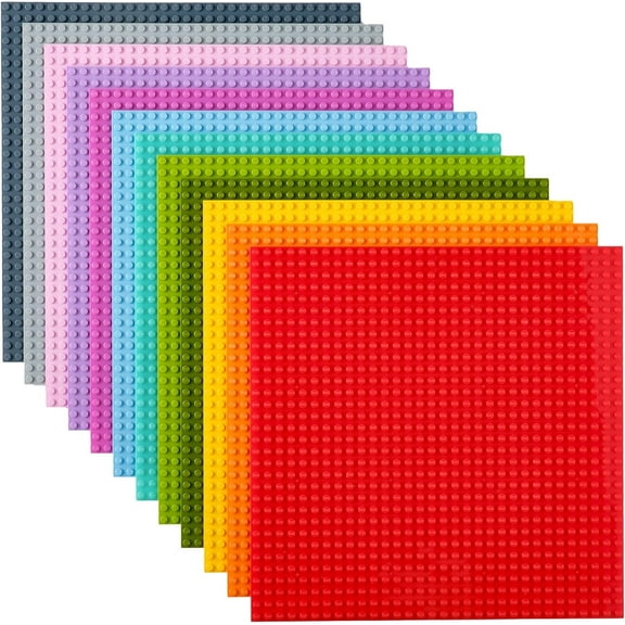 Building Base Plates - 10x10 in, Stackable Building Plates with 32 x 32 Studs, Mats, Bases, Boards, Sheets 100% Compatible with All Major Brands, Vibrant Colors