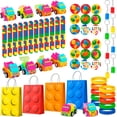 thumbnail image 1 of Building Block Birthday Party Favors,62 Pcs Building Blocks Party Favors Set- Building Block Favor Bags,Building Block Birthday Party Keychains Slap Bracelets etc Building Block Themed Party Favors, 1 of 8