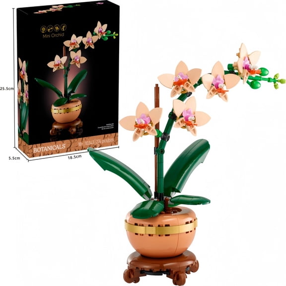 Building Block Flower Set, Golden Chrysanthemum, Lucky Bamboo, Plum Blossom & Orchid ,Creative DIY Bouquet Kit, Home Decor Gift for Valentine's Day, Birthday, Holiday