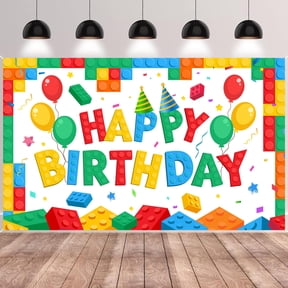 Building Block Party Decorations,71'' x 43'' Building Block Birthday Backdrop Building Block Photo Backdrop Building Blocks Party Backdrop, Building Block Backdrop for Building Block Party Supplies
