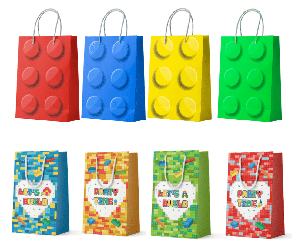 Building Block Party Favor Bags,24 Pcs Building Block Gift Bags Set -Building Block Party Bags,Building Block Party Present Bags & Bricks Theme Paper Bag for Building Block Birthday Party Decorations