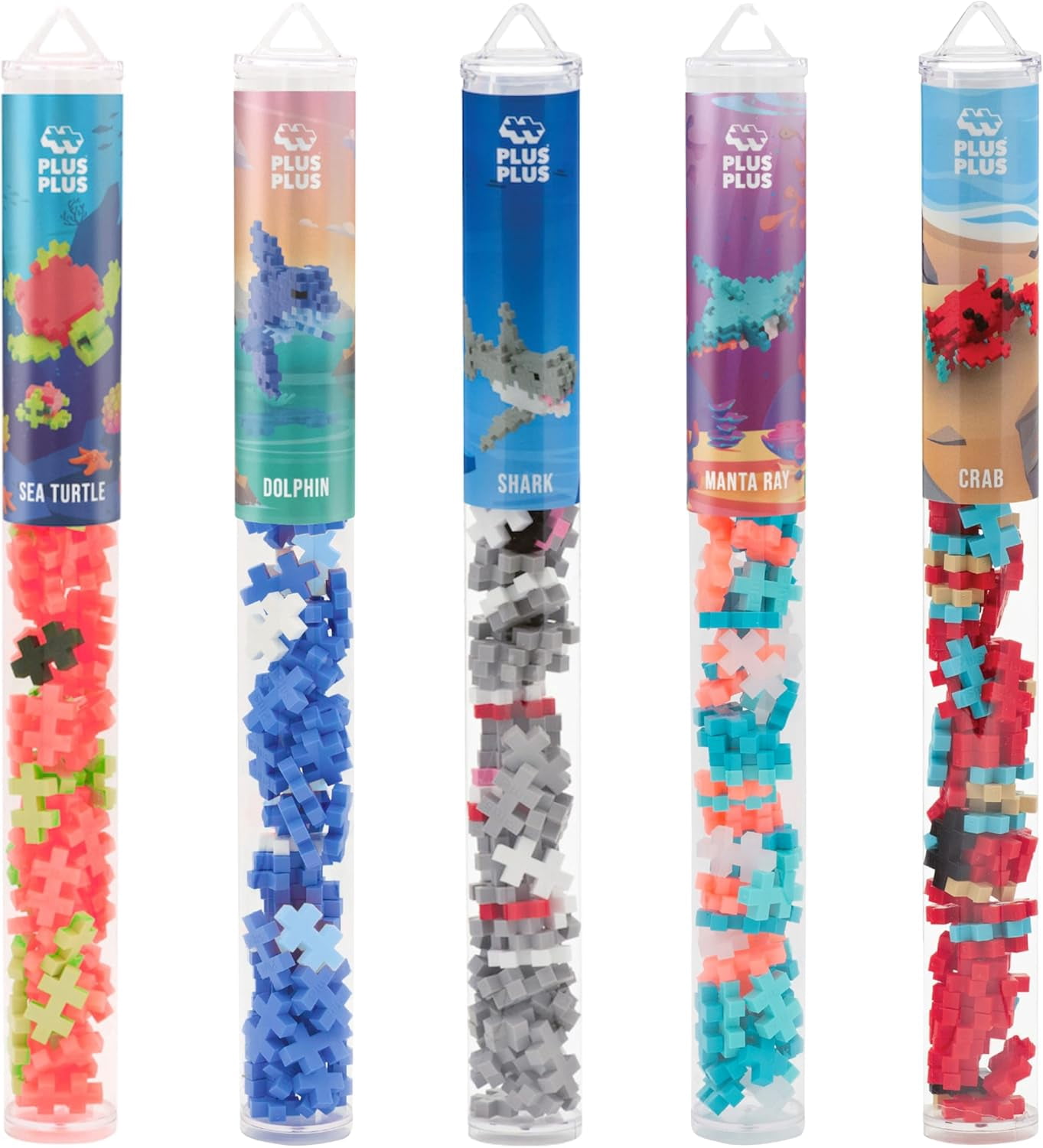 PLUS PLUS 3D Puzzle Building Blocks - 70 Piece Mini Interlocking STEM Toy Set To Build A Narwhal, Ages 5+