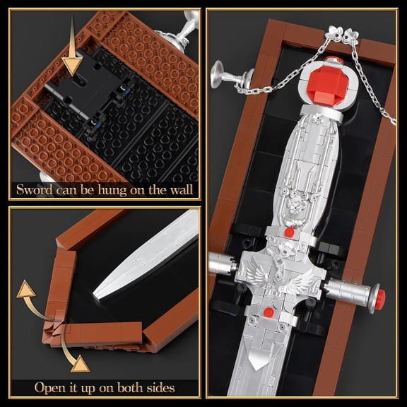 Building Block Set, 37.4" Magic Holy Sword with White Ruby Handle Model Kit, Cosplay Anime Katana Set for Adults (605 PCS)