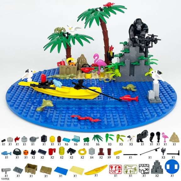 Building Block Set Resort Island Theme Small Particle Construction Kit DIY Vacation Scene Model