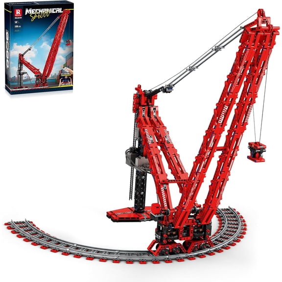 Building Block Sets for Adults Ring Rail Cranes Building Toys RC Remote Control Crane Construction Crane Model Building Block Kits for Adults Kids 14+ (1196PCS)