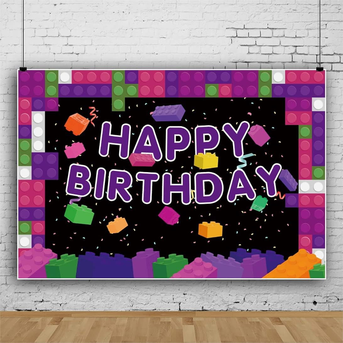 Colorful Toy Block Custom Name 5th Birthday Backdrop
