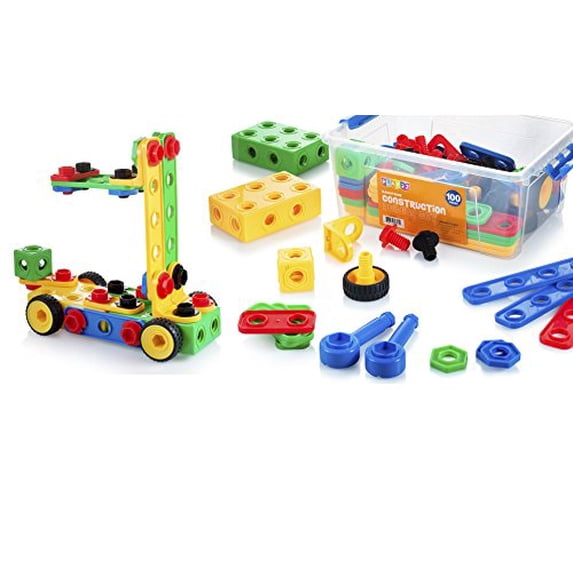 Building Blocks 100 Set - Building Toys Gift for Boys & Girls - STEM Educational Fun Toy Set, Ages 3 Years and Up - Original - By Play22